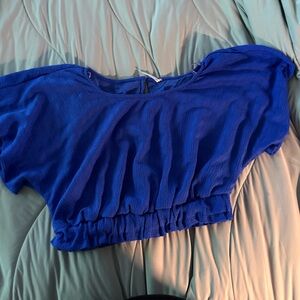 Free People Royal Blue Cropped Blouse